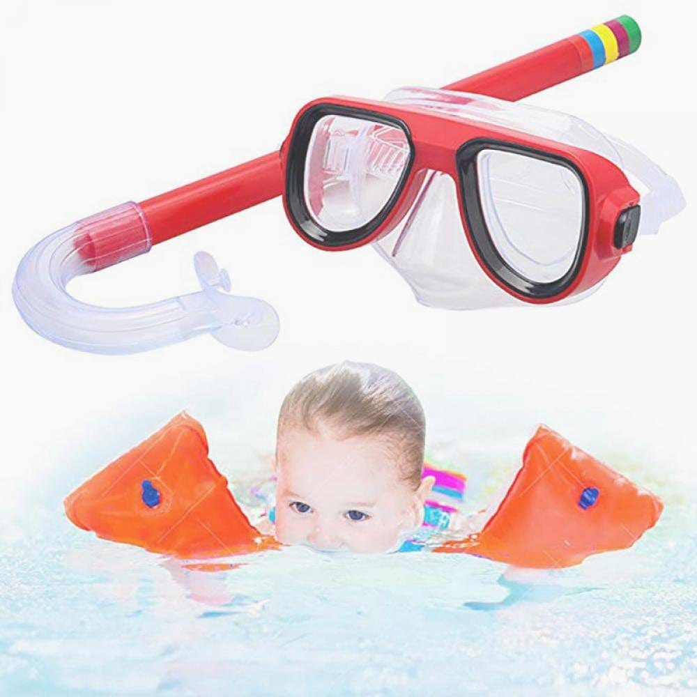Professional Kids Snorkel Package Set Diving Goggle Breathing Tube Shockproof Anti-Fog and Anti-Splash Guard Swimming Glasses Band Snorkeling Underwater Accessories Set