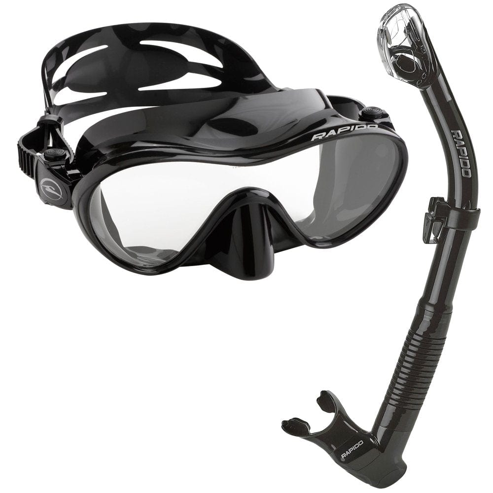 Rapido Boutique Collection Active Frameless Snorkel Mask Dry Snorkel Set, Scuba Snorkeling Dive Mask Snorkel Combo Kit