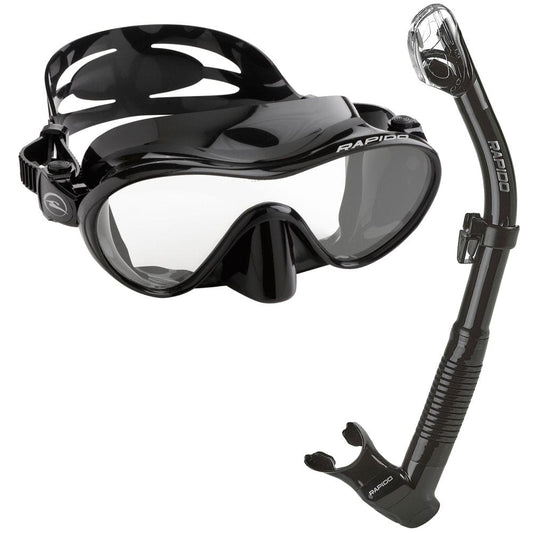 Rapido Boutique Collection Active Frameless Snorkel Mask Dry Snorkel Set, Scuba Snorkeling Dive Mask Snorkel Combo Kit