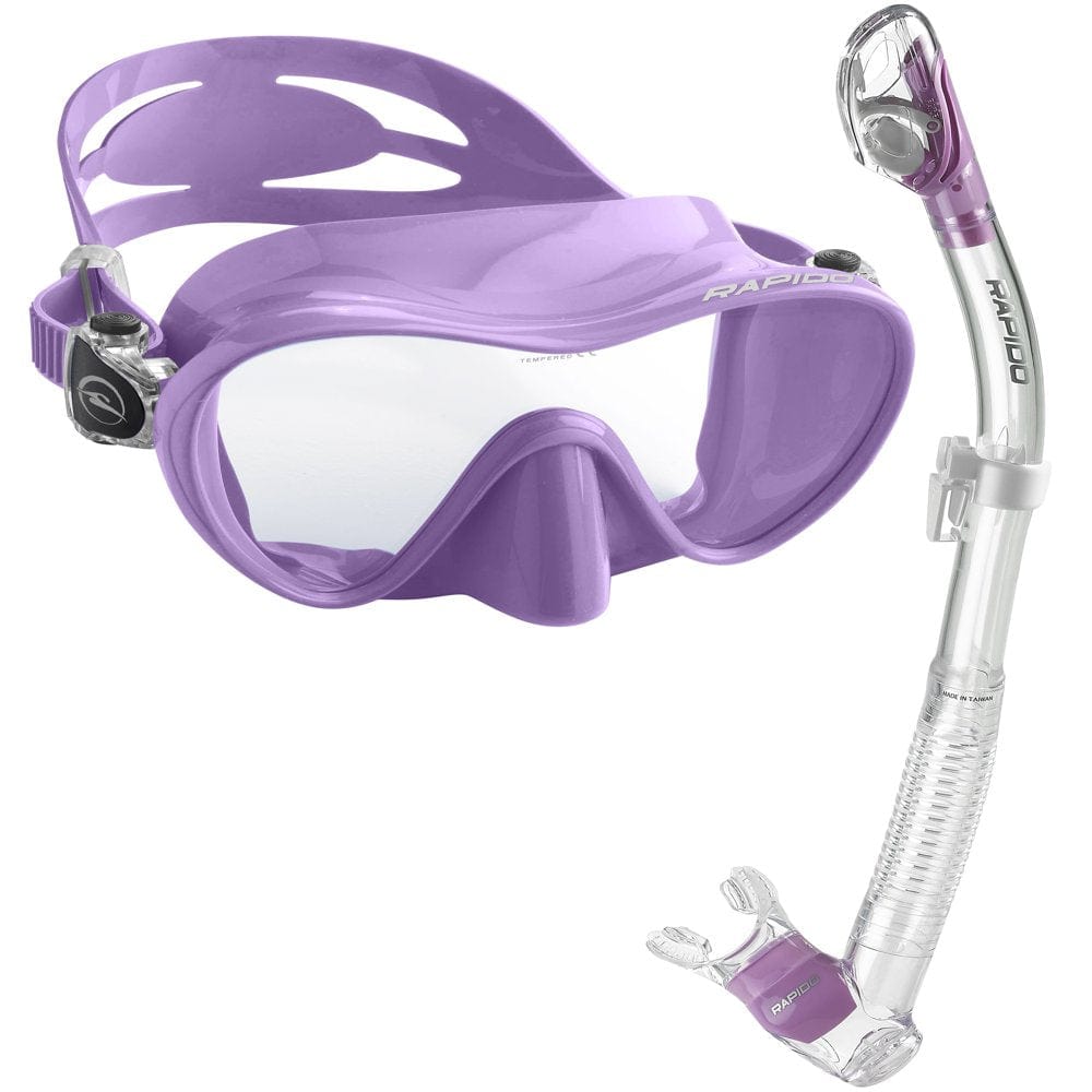Rapido Boutique Collection Active Frameless Snorkel Mask Dry Snorkel Set, Scuba Snorkeling Dive Mask Snorkel Combo Kit