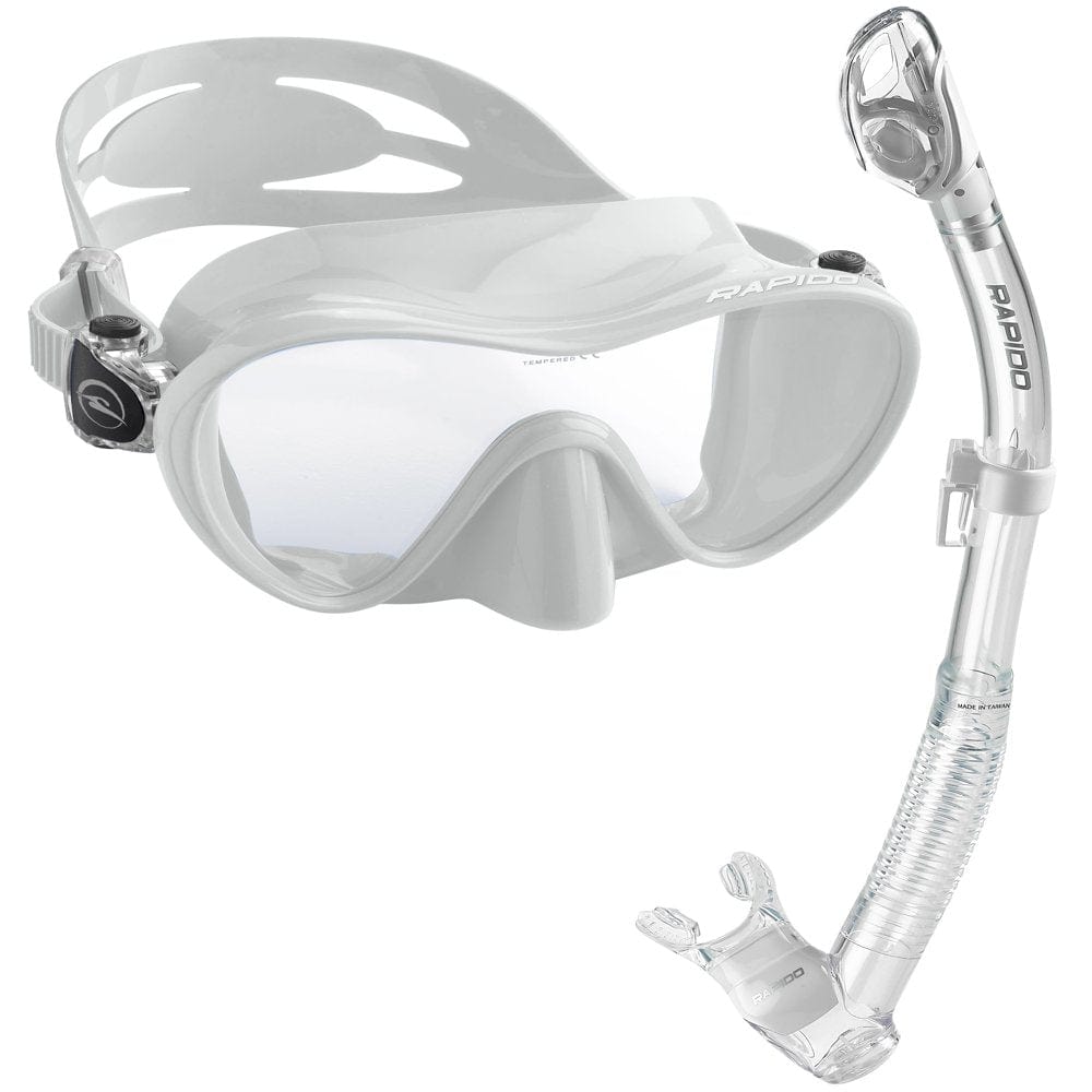 Rapido Boutique Collection Active Frameless Snorkel Mask Dry Snorkel Set, Scuba Snorkeling Dive Mask Snorkel Combo Kit