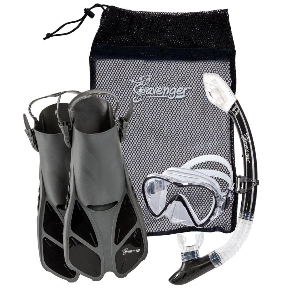 Seavenger Aviator Diving Kit/Snorkeling Set | Kids and Adults (Black, S/M)