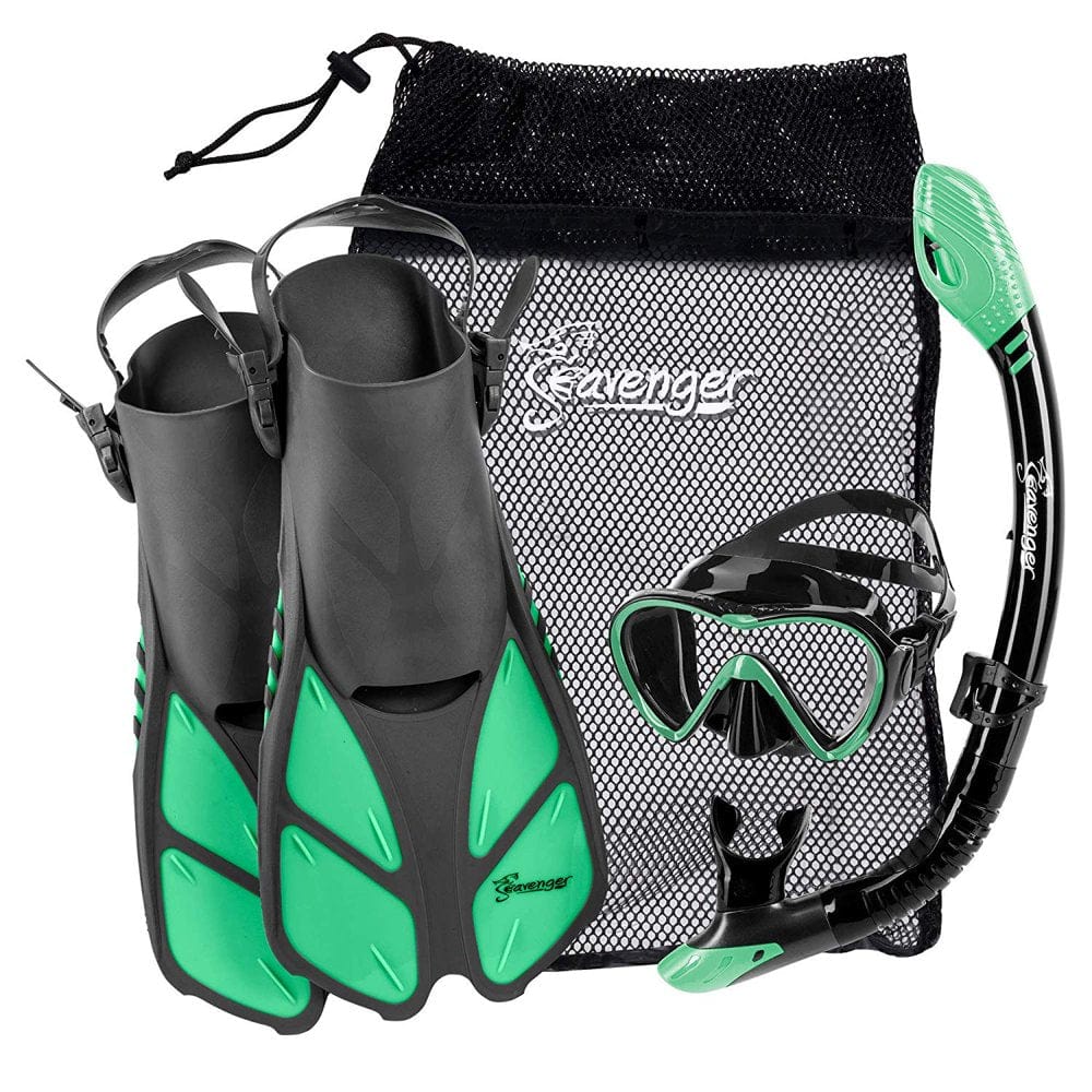 Seavenger Aviator Diving Kit/Snorkeling Set | Kids and Adults (Black Silicone/Coral Pink, S/M)