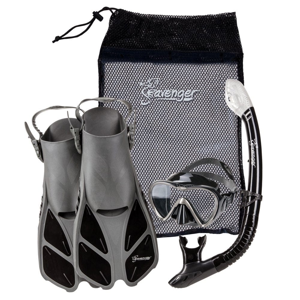 Seavenger Aviator Diving Kit/Snorkeling Set | Kids and Adults (Black Silicone/Coral Pink, S/M)