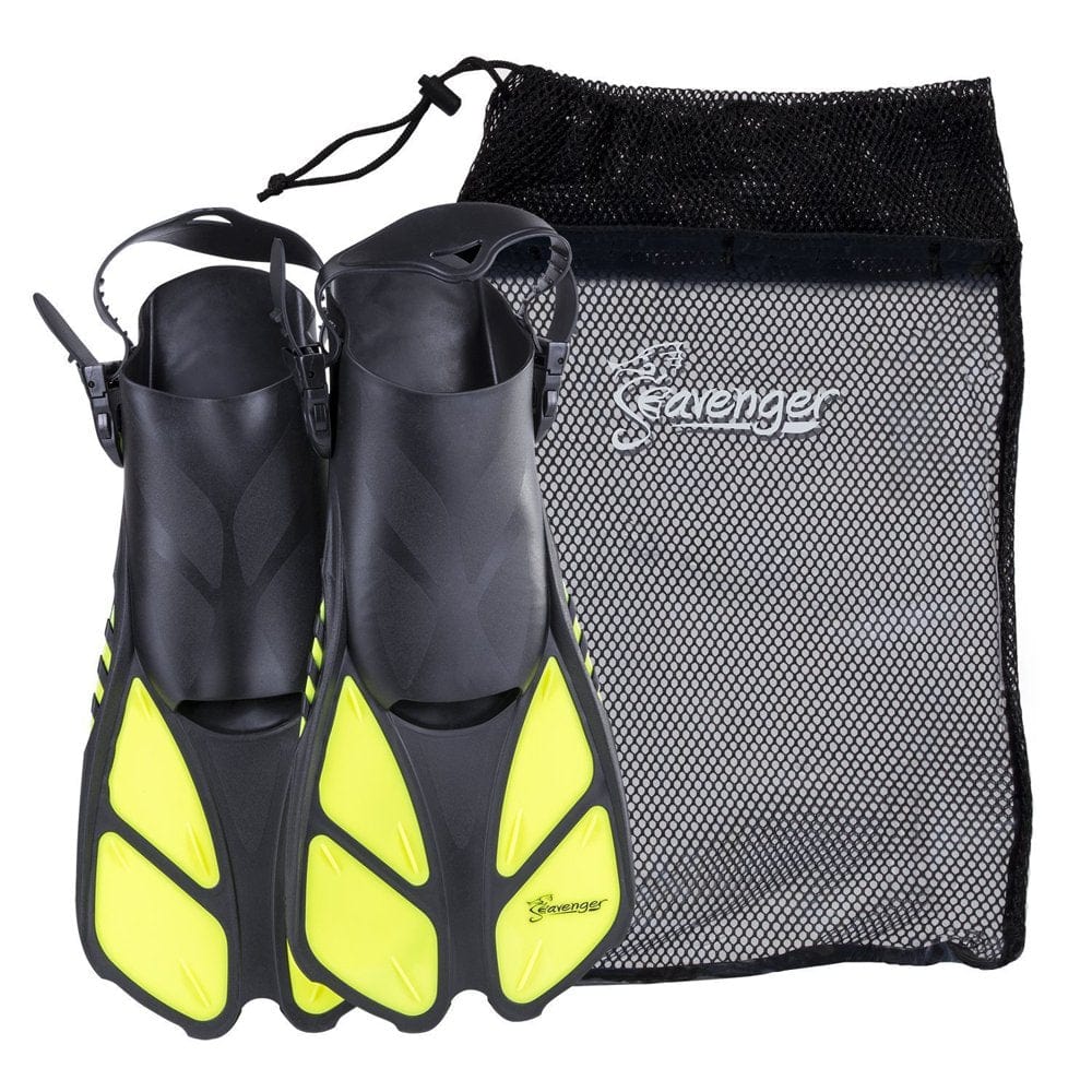 Seavenger Swim Fins / Flippers with Gear Bag for Snorkeling & Diving, Perfect for Travel Blue S/M