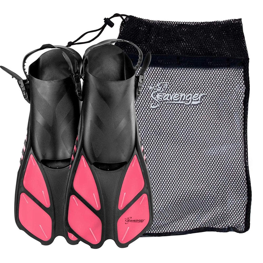 Seavenger Swim Fins / Flippers with Gear Bag for Snorkeling & Diving, Perfect for Travel Blue S/M