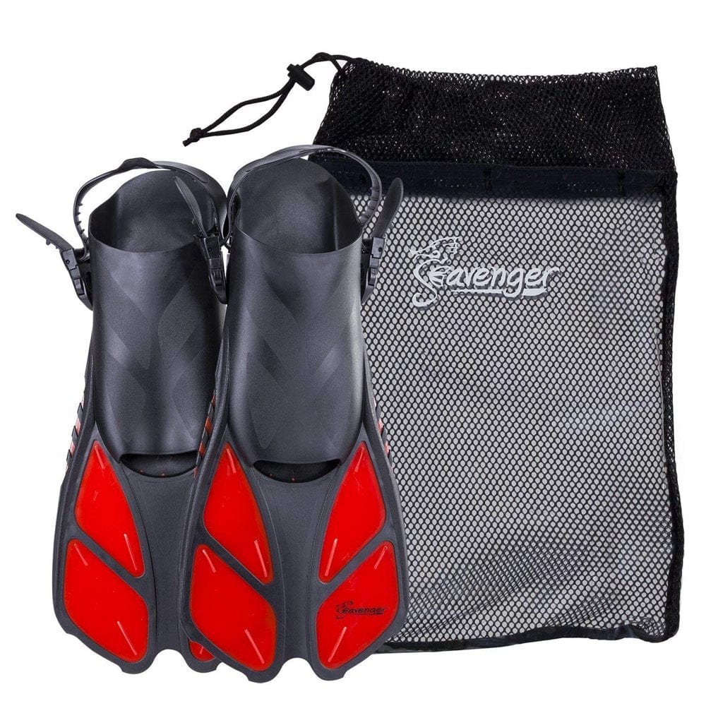 Seavenger Swim Fins / Flippers with Gear Bag for Snorkeling & Diving, Perfect for Travel Blue S/M