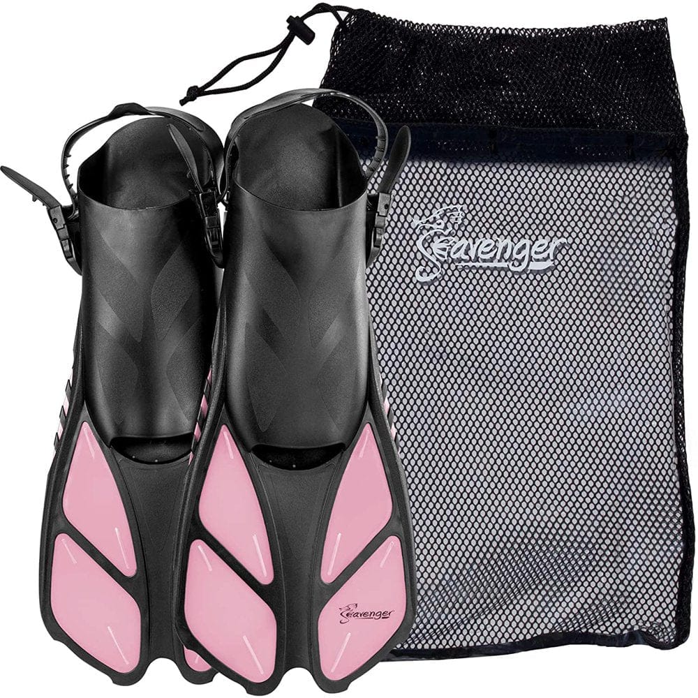 Seavenger Swim Fins / Flippers with Gear Bag for Snorkeling & Diving, Perfect for Travel Blue S/M