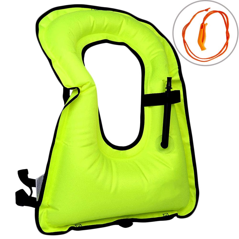 SHANNA Portable Inflatable Snorkel Vest Swimming Diving Life Jackets for Kids, Green