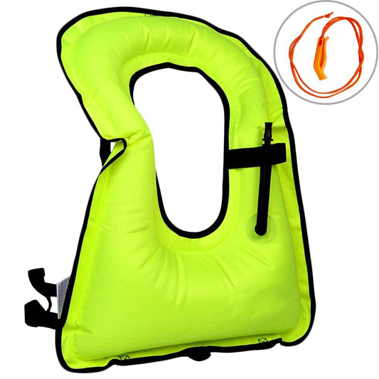 SHANNA Portable Inflatable Snorkel Vest Swimming Diving Life Jackets for Kids, Green