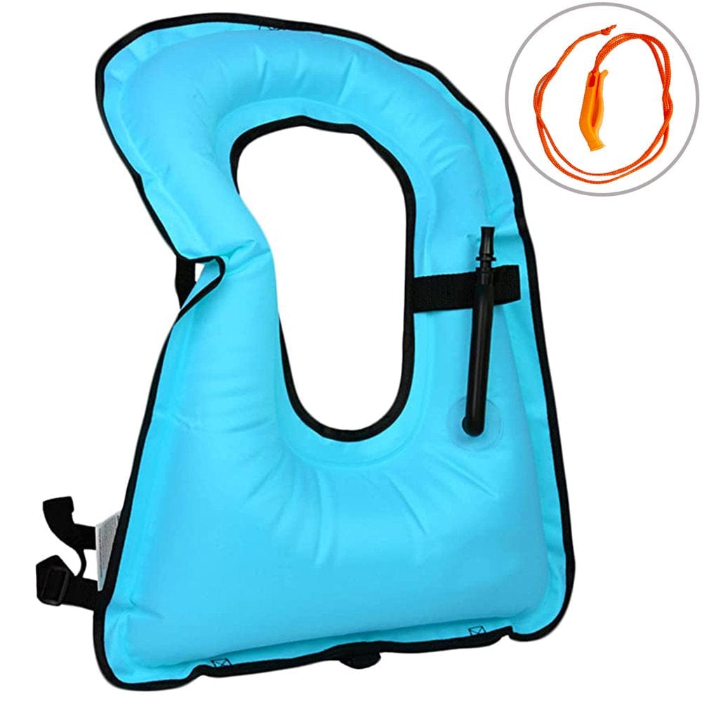 SHANNA Portable Inflatable Snorkel Vest Swimming Diving Life Jackets for Kids, Green