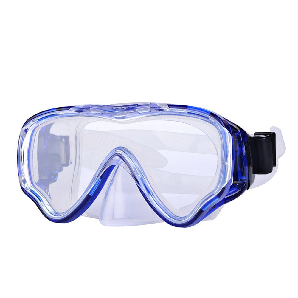 Snorkel Mask Scuba Diving Goggles Wide View Swimming Mask Tempered Glass for Adults and Youth, Anti-Fog and Anti-Leak Snorkel Blue, One Size