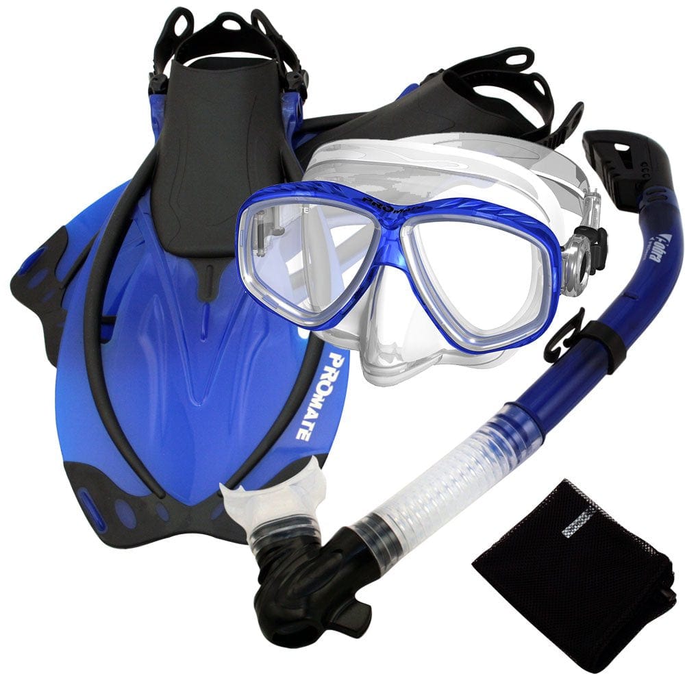Snorkeling Set Scuba Dive Gear Snorkel Mask Diving Fins Set,Black,Sm