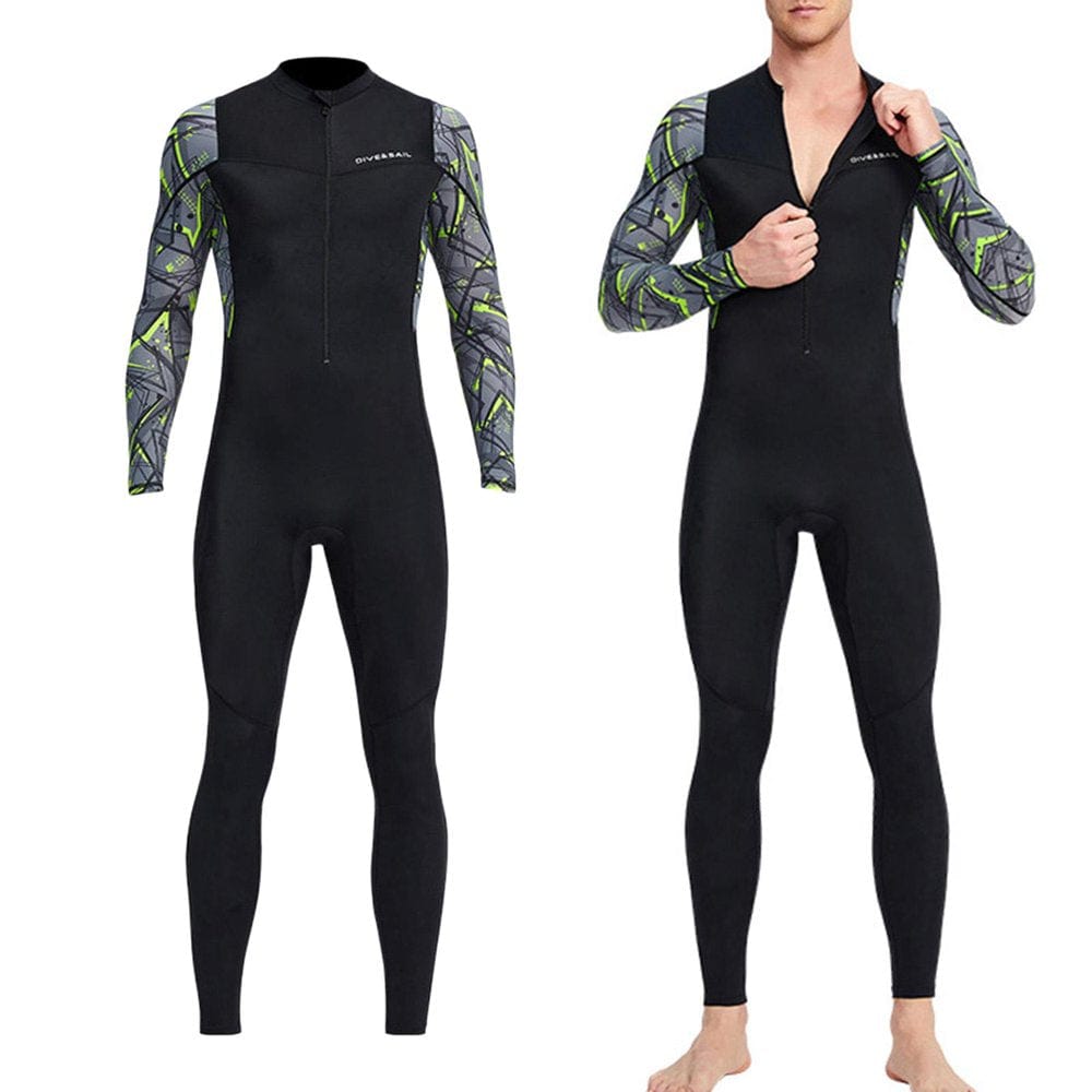 Stretch Neoprene Wetsuit, Front Zip Full Body Diving Suit, for Men-Snorkeling, Scuba Diving Swimming, Surfing - XL
