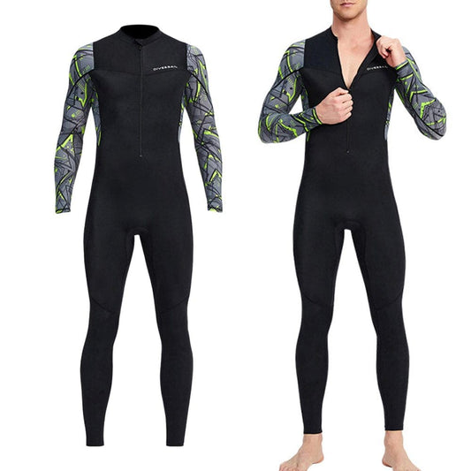 Stretch Neoprene Wetsuit, Front Zip Full Body Diving Suit, for Men-Snorkeling, Scuba Diving Swimming, Surfing - XL